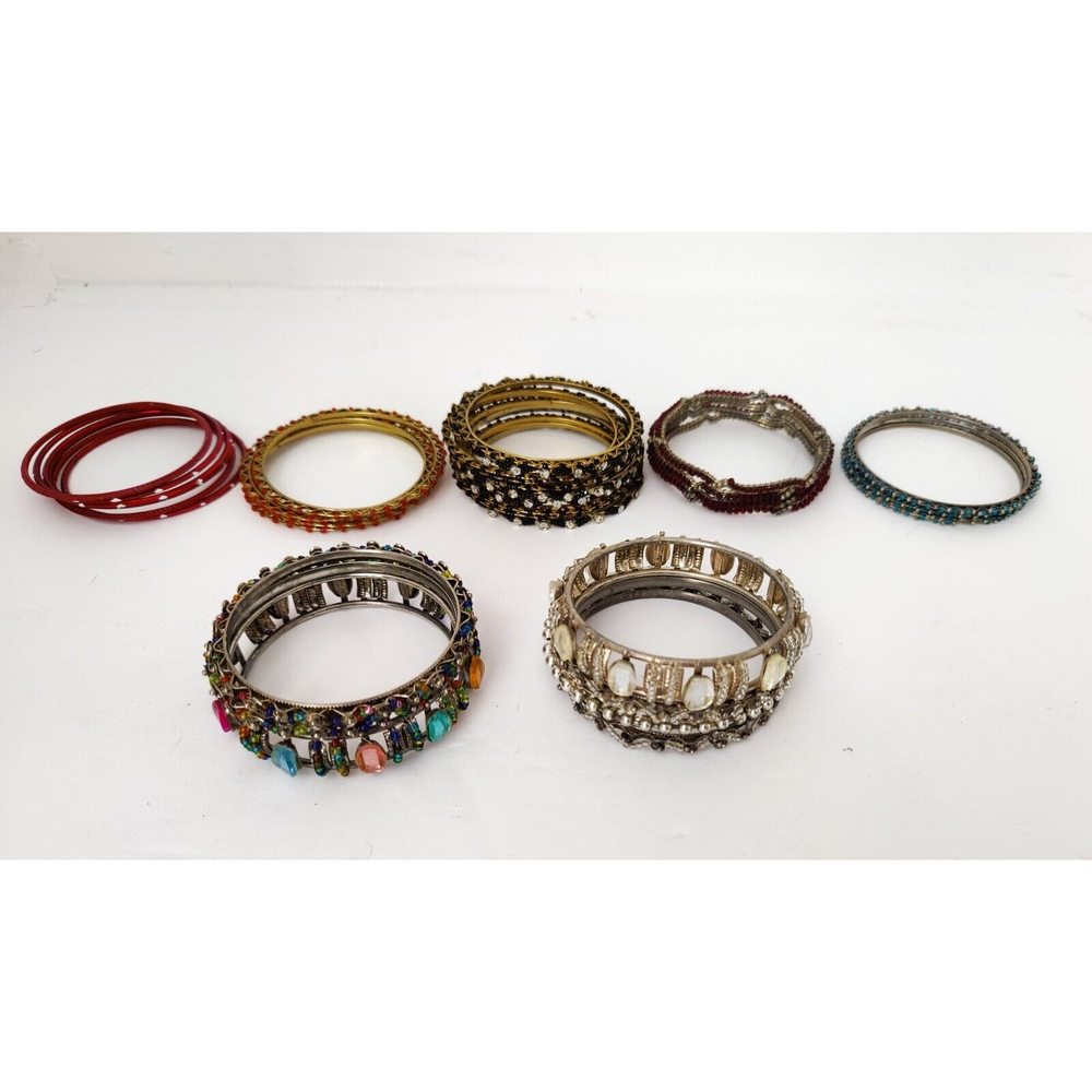 Vintage Bangle Bracelet Set Lot Of 30 Multicolored From Goa, India